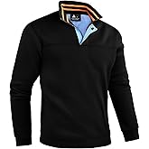 ZITY Mens Quarter Zip Pullover Fleece Lined Long Sleeve Casual Sweatshirts with Side Pockets