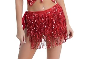 ASAHEL Sequin Skirt Mardi Gras Costume for Women Girls Space Cowgirl Rave Outfit Sparkly Belly Dance