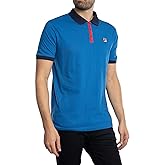 Fila Men's BB1 Classic Vintage Striped Polo Shirt, Turkish Sea/Navy/Red