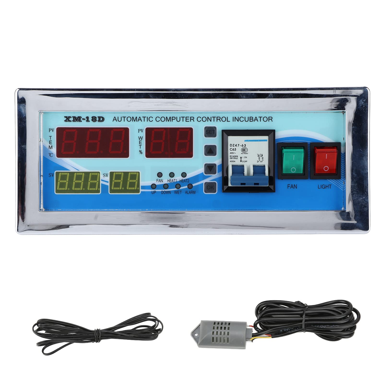 Photo 1 of 110V Egg Incubator Controller, XM-18D Digital Automatic Temperature Humidity Control Thermostat with Sensor Probe for Homebrew Incubator Greenhouse