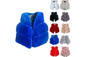 Little Girls V Neck Faux Fur Vest Kids Fuzzy Sleeveless Plain Soft Winter Thick Warm Outwear Princess Dress Coat