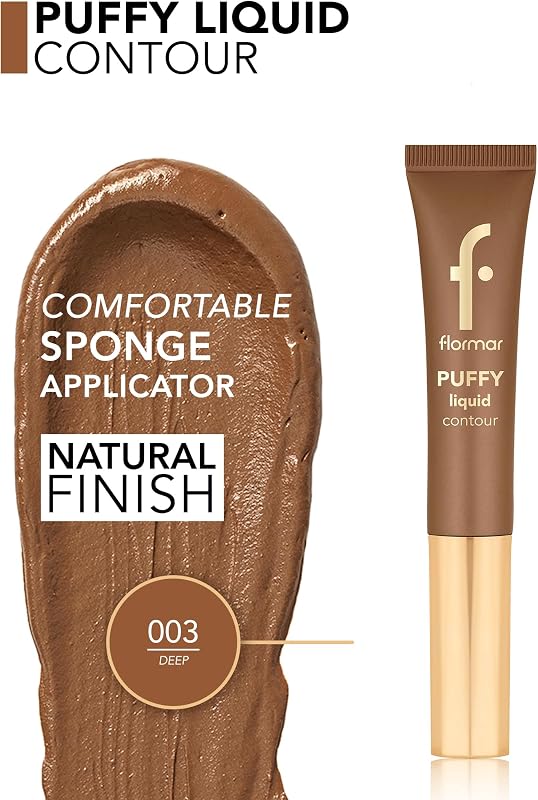 Puffy Liquid Contour 003 Deep – Aufbaubare flüssige Kontur mit Schwamm-Applikator, natürliches strahlendes Finish