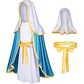 Irtysh Classic Girl Biblical Religious Virgin Mary Costume Fancy Dress Costume Headwrap Hat Waist Rope Set