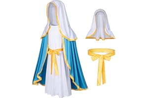 Irtysh Classic Girl Biblical Religious Virgin Mary Costume Fancy Dress Costume Headwrap Hat Waist Rope Set