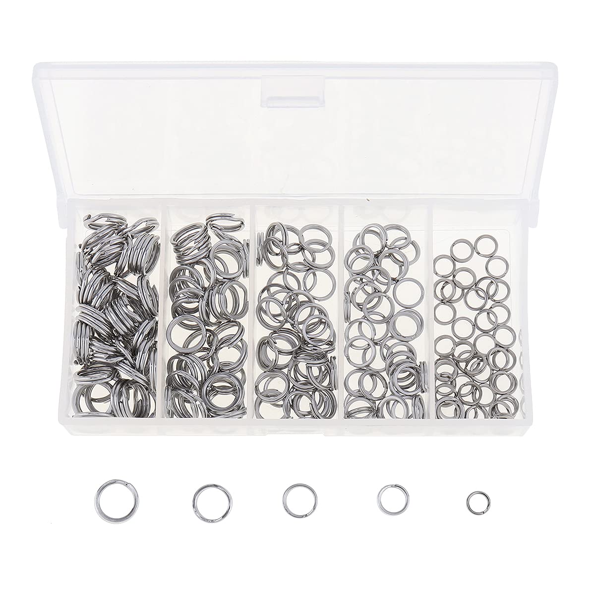 OriGlam 200pcs Stainless Steel Fishing Split Rings & Lure Connectors, Super Strong Metal Key Holders