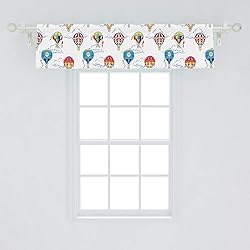 Ambesonne Colorful Window Valance, Hand Drawn