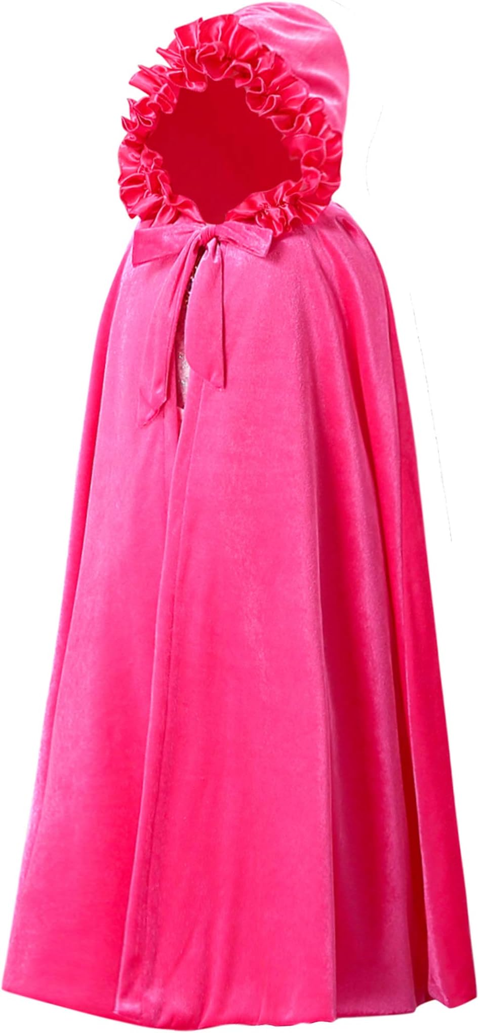 Girls Princess Velvet Hooded Long Cape Cloaks Christmas Costume Dress Up