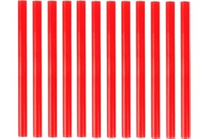 HUIHUIBAO 12 PCS Colored Hot Glue Sticks, Mini Hot Melt Adhesive Glue Stick for DIY Art Craft, 7 x 100mm, Red