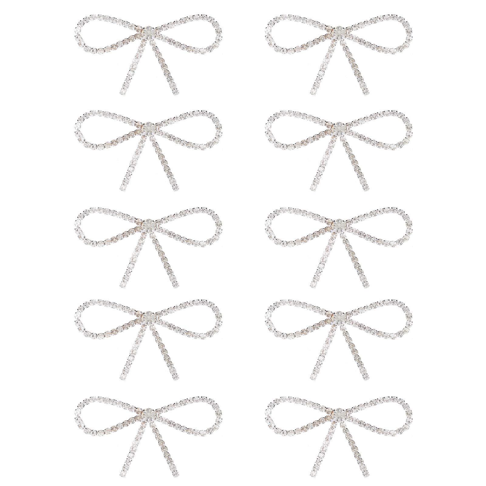 10Pcs Rhinestone Glass Flash Brooch Diamond Bow Claw Chain Suit Dress Pin Hair Accessories for DIY Wedding Bouquets Kit