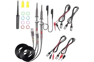 Universal Oscilloscope Probe with Accessories Kit 100MHz Oscilloscope Clip Probes with BNC to Test Lead Kit (100Mhz Kit)