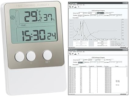 FreeTec Temperatur Logger: USB-Temperatur- & Luftfeuchtigkeits-Datenlogger V2 mit PC-Software (Thermometer mit Aufzeichnung)
