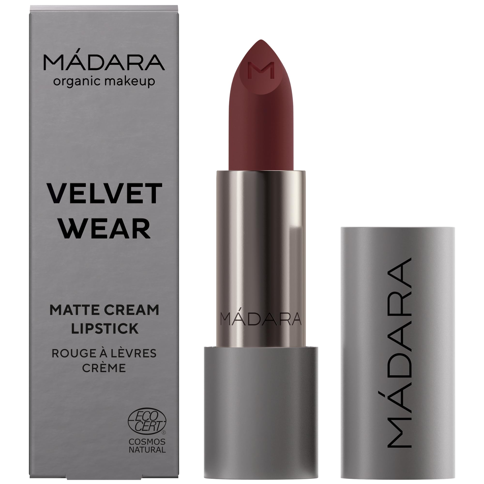 MÁDARA Velvet Wear Matte Cream Lipstick #35 Dark Nude 3.8 g – Vegan Natural Cosmetics with Shea Butter & Blueberry Seed Oil, Nourishing, Long-Lasting, Velvety Finish, Lip Care