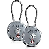Savior Equipment Quality TSA-Approved 3-Digit Combination Cable Travel Luggage Locks for Rifle Bag Firearm Gun Case Accessories Ammo Boxes Outdoor Storage, SW Gray, 2-Pack