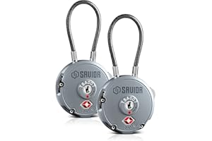 Savior Equipment Quality TSA-Approved 3-Digit Combination Cable Travel Luggage Locks for Rifle Bag Firearm Gun Case Accessories Ammo Boxes Outdoor Storage, SW Gray, 2-Pack