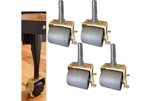 ELEPFEET Metal Stem Heavy Duty Bed Frame Wheels Casters Rollers with Socket Sleeve Inserts, Set of 4 Locking
