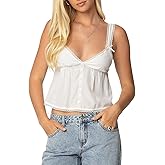 Lace Cami Tank Tops for Women Spaghetti Strap Sexy V Neck Button Down Shirts Trendy Going Out Y2k Crop Tops