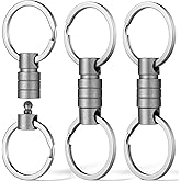 FEGVE Titanium Quick Release Keychain, Small Detachable Swivel Keychain Accessories with 4 Key Rings for Bag, Belt & Car-(Anti-fall/Grey-3pcs)