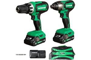 Metabo HPT 18V MultiVolt Cordless Hammer Drill and Impact Driver Combo Kit, Cordless Power Tool Set with 2 Lithium-Ion Batteries and Charger, Lightweight and Ergonomic Design, Carrying Bag, KC18DFX