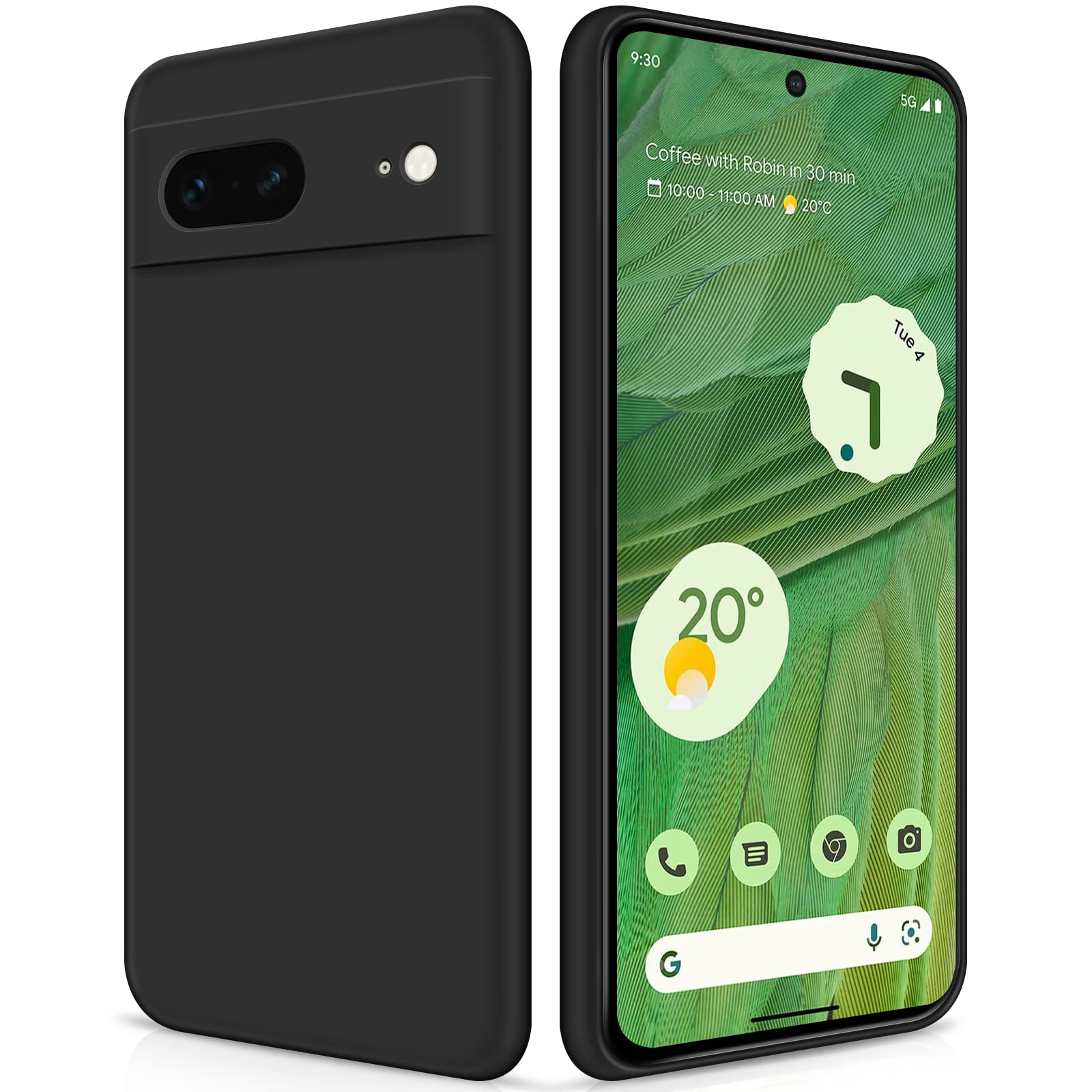 GiiYoon Case Compatible with Google Pixel 7, Silky-Soft Touch Full-Body Protective Phone Silicone Case, Shockproof Cover with Microfiber Lining, Black — image 1