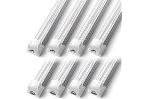 Kihung (8 Pack) LED Shop Light 4ft, 40W 5200LM 6000K (Super Bright White), Upgrade V Shape T8 LED Tube Light, Clear Cover, 4 