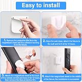 GLORHA 6PCS Magnetic Remote Control Holder Wall Mounted Organizer White view 3