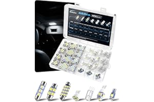 ouaohu 48Pcs Led Interior Car Lights Kit, 6500K White Interior Bulbs Replacement (194 T10 DE3175 W5W 168 578 2825 T5 31mm 36mm 41mm), Dome Map Dash Door Trunk License Plate Lights for Cars Trucks RVs