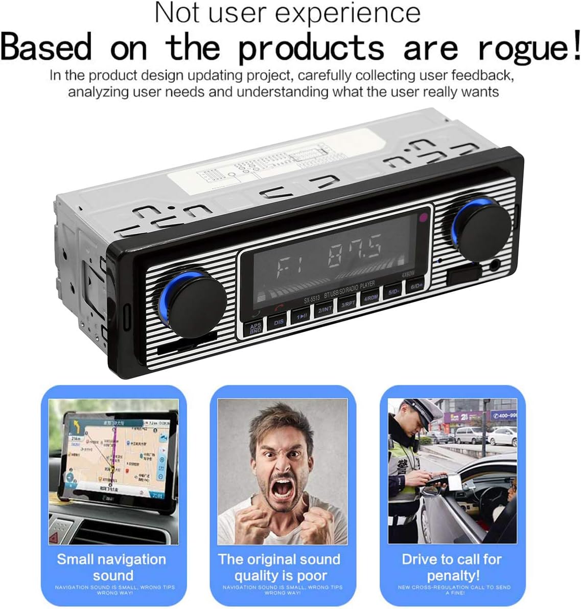 Car Radio, Yolispa Bluetooth Car Stereo with USB/SD/AUX Port, 4 x 60W