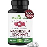 Pure Magnesium Glycinate 400mg Serving - High Absorption Magnesium Glycinate - Mag Bisglycinate for Stress, Bones, Muscles, Nerves, Relaxation & Heart Healt - 90 Capsules