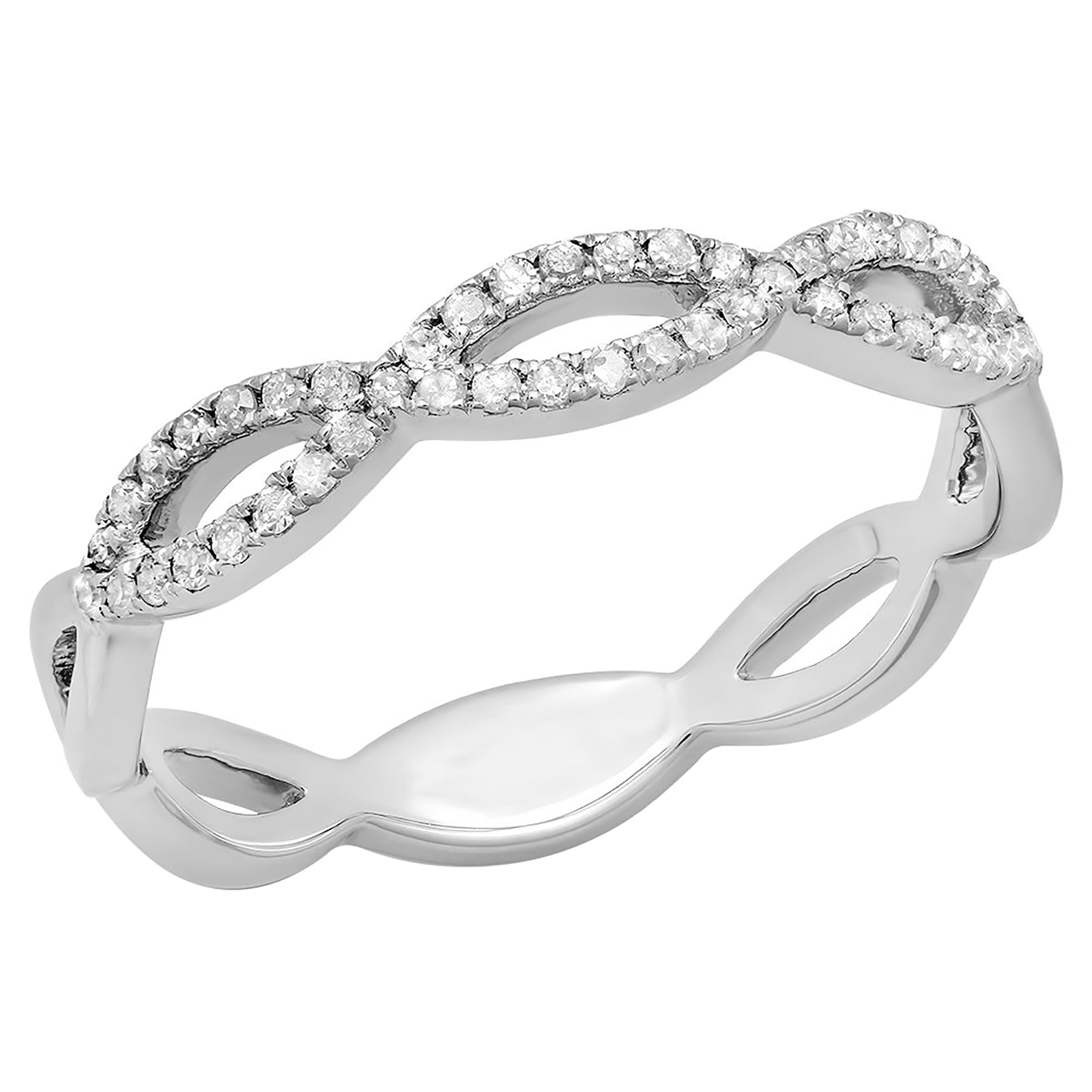 0.25 Carat (ctw) 925 Sterling Silver Round Diamond Ladies Infinity Swirl Wedding Band 1/4 CT (Size 7)