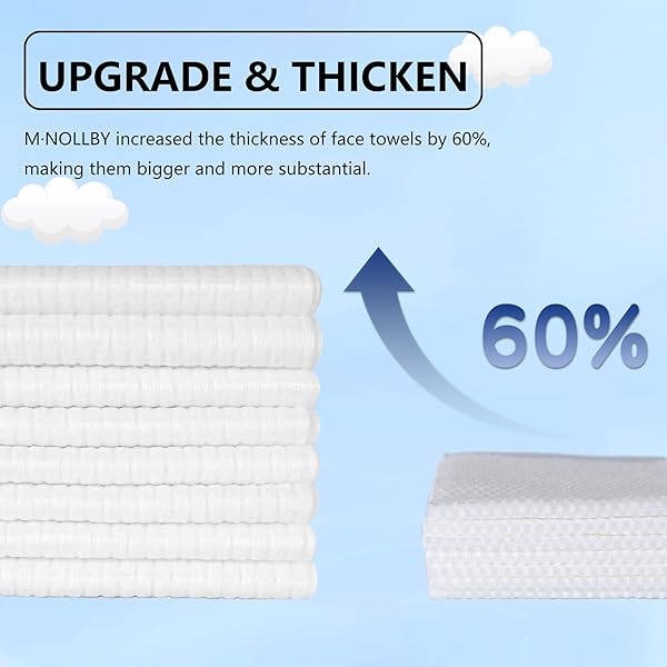 M·NOLLBY DISPOSABLE FACE TOWEL MAKEUP REMOVER, BIODEGRADABLE CLEAN LARGE 11 * 12INCHES XL EXTRA SOFT THICK WASHCLOTHS FACIAL TOWELS, BATHROOM ESSENTIALS, SENSITIVE SKIN CARE 50COUNT