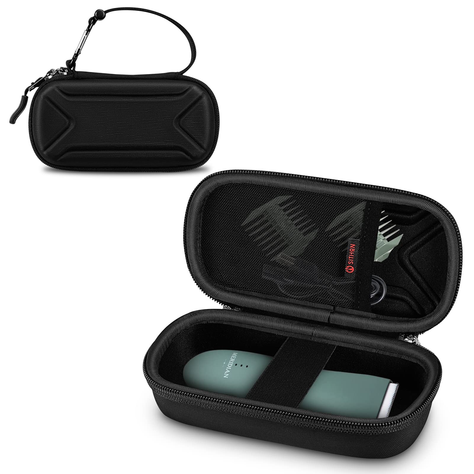 SITHON Hard Shell Travel Case Compatible with Meridian Shaver Electric Groin Body Trimmer, Shockproof Storage Carrying Case with Carabiner and Handle for Meridian Trimmers and Accessories, Case Only