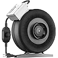 VIVOSUN Z4 4 Inch Inline Duct Fan, 203 CFM Ventilation Fan with Variable Speed Controller for Grow Tent, Indoor Garden Ventilation, Black