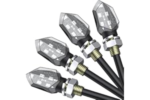 Justech 4PCS 5LEDs Motorcycle Signal Lights, 12V Micro Amber LED Turn Signal Lights, Universal M8 IP65 Waterproof Blinkers In