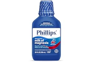 PHILLIPS' Phillips’ Milk of Magnesia Liquid Laxative, Wild Cherry Flavor, Stimulant Free, Cramp Free Relief of Occasional Constipation*, Effective in 30 minutes - 6 hours, #1 Milk of Magnesia Brand, 26 oz
