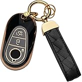 Bqepe for Mercedes Benz Key Fob Cover Keychain Fit for,2020-2025 Mercedes Benz S-Class G-Class E-Class,Smart Key Shell Case (Black)