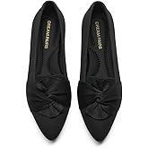 DREAM PAIRS Flats for Women Pointed Toe Foldable Knit Ballet Flats Comfortable Slip-On Dress Shoes Elegant Bow Flats for Work Office Business Casual Travel
