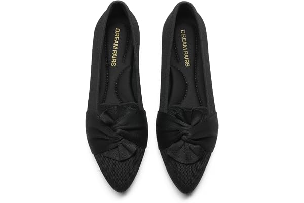 DREAM PAIRS Women's Ballet Ballerina Flats | Knit, Pointed Toe, Bow, Arch Support, Foldable, Comfortable, Breathable, Dress,