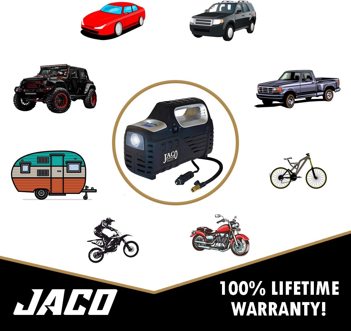 JACO SmartPro 2.0 AC/DC Digital Tire Inflator - Advanced Portable Air Compressor Pump - 100 PSI: Automotive