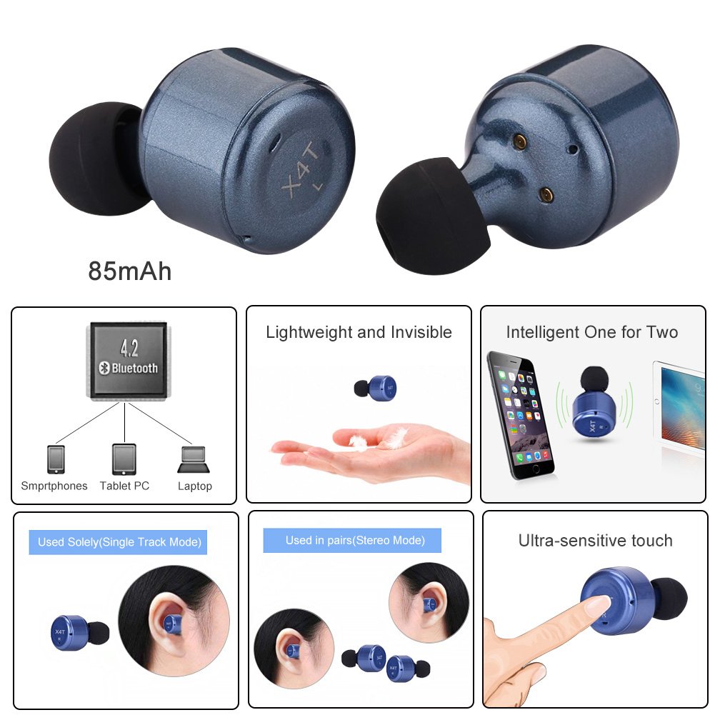 Bluetooth Headphones Wireless Earphones with Magnetic 5200mAh USB Power Bank Wireless Charging Case, Sensitive Touch Control Wireless Earbuds, In-Ear Stereo Headset for Samsung/ iPhone/ Android/ IOS (blue)