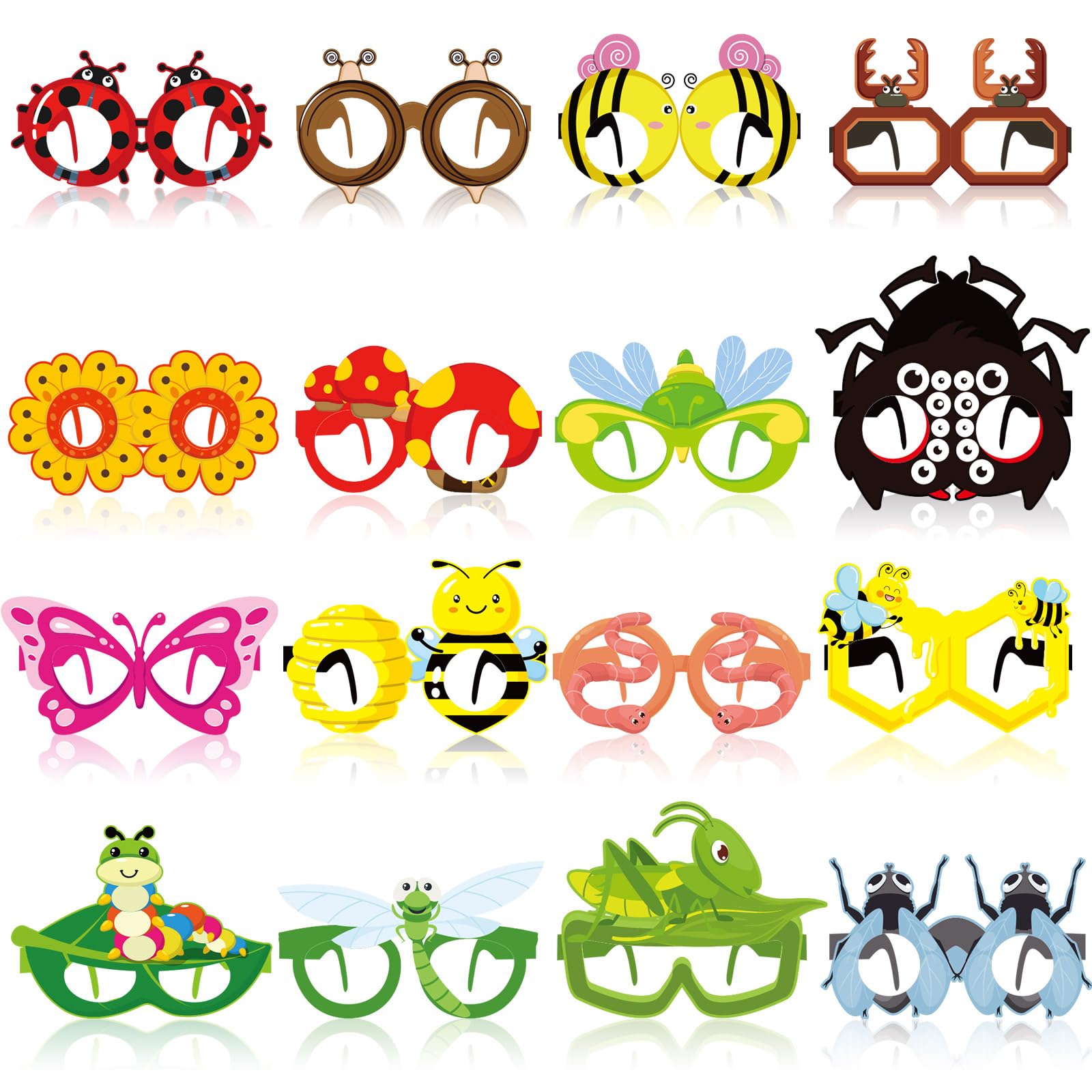 Photo 1 of Harrycle 32 Pcs Bug Party Decorations Summer Insect Party Favors Bugs Paper Glasses Frame Insect Photo Booth Props Eyeglasses for Summer Spring Bugs Birthday Decorations Supplies