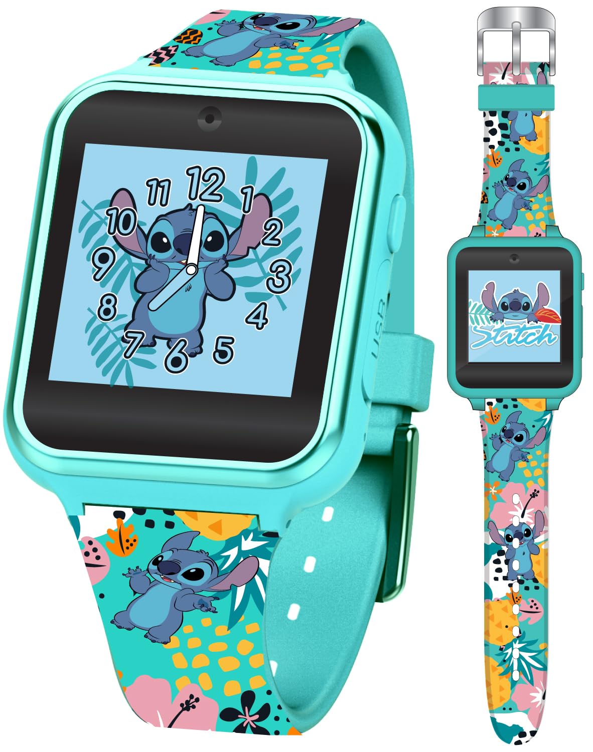 Photo 1 of Disney Stitch Kids Smart Watch with 10 Customizable Faces, Camera, Voice Recorder, Alarm, Calculator, and Step Counter – Touchscreen Interactive Watch for Kids – Colorful Silicone Strap