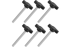 uxcell 6Pcs Tee Wing Knobs Thumb Screws, M5 x 50mm Clamping Screw Knob Male Thread 304 Stainless Steel T Shaped Thumb Screws 