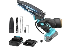 YARDCARE 6 Inch Cordless Mini Chainsaw, Lightweight Electric Handheld Saw for Tree Trimming & Wood Cutting, Battery Powered with 2.0Ah Battery, Safety Lock for Home and Garden Use