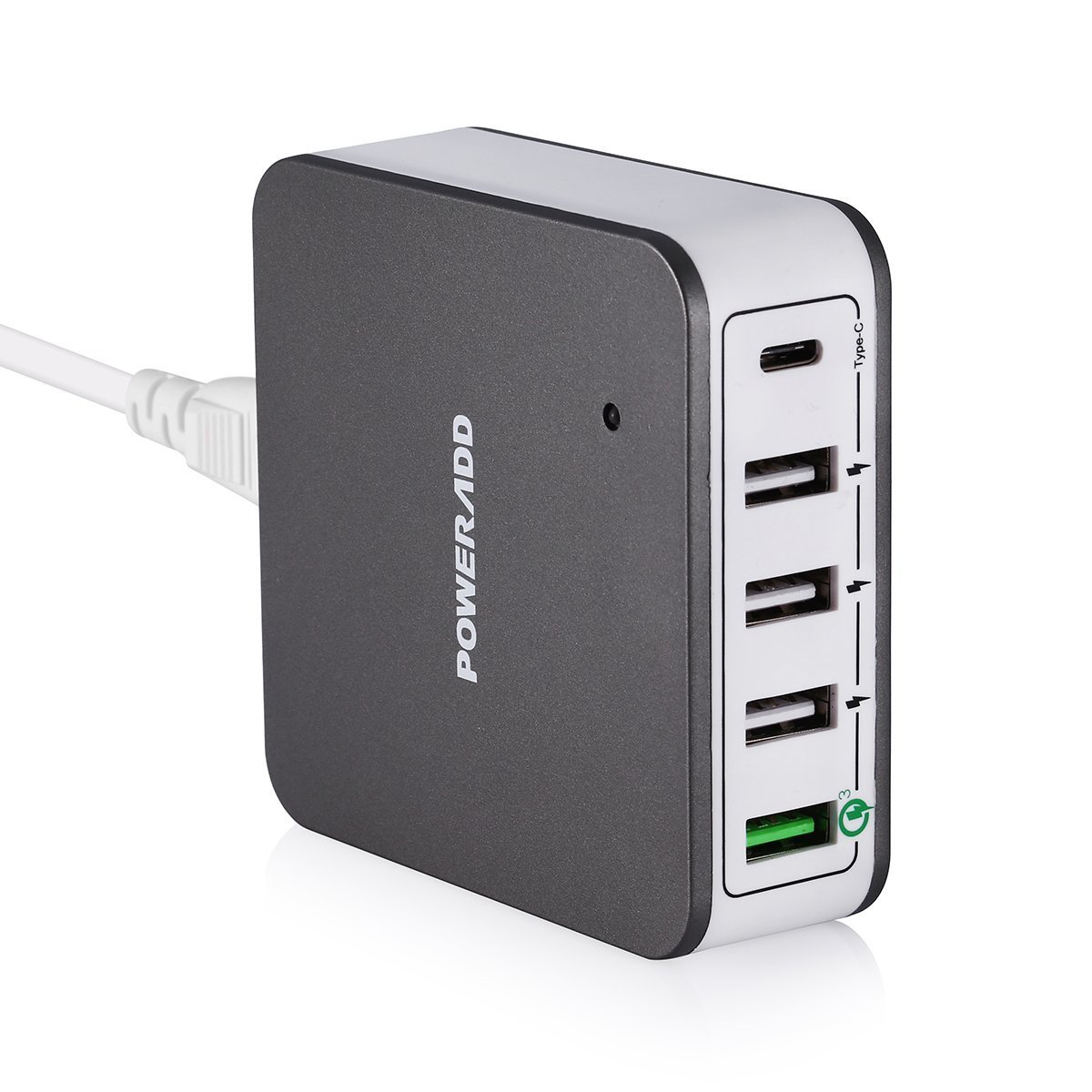 POWERADD Quick Charge 3,0 Ladeadapter mit Automatische Erkennung USB Port, Type C und Handy Tablet Ständer