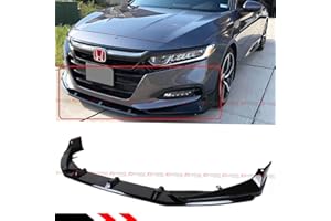 CUZTOM TUNING Akasaka 5 Pieces Design Painted Glossy Black Front Bumper Splitter Lip Spoiler Kit Compatible with 2018-2020 Honda Accord Model
