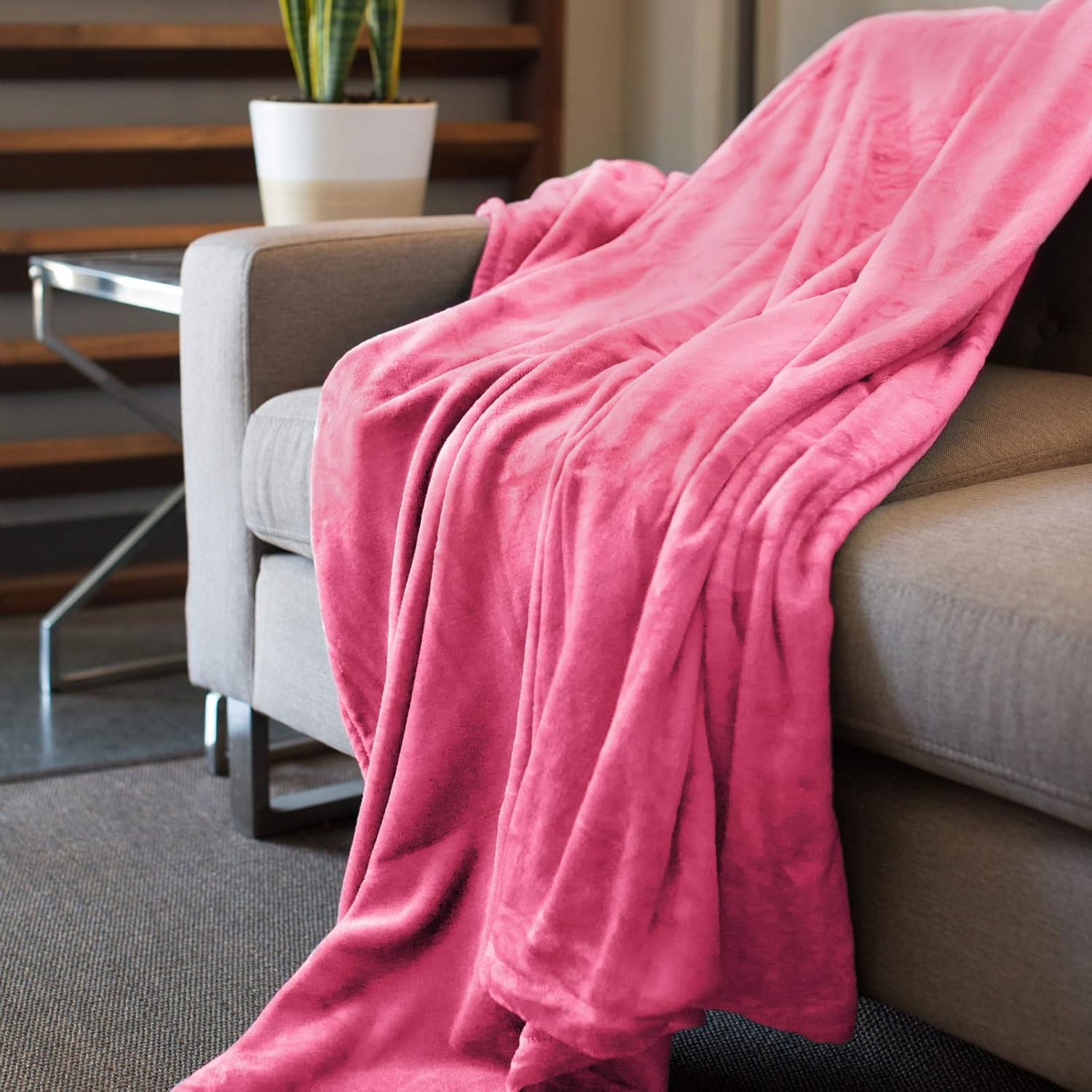 Kingole Flannel Fleece Microfiber Throw Blanket, Luxury Timid Pink Twin Size Lightweight Cozy Couch Bed Super Soft and Warm Plush Solid Color 350GSM (66 x 90 inches): Home & Kitchen