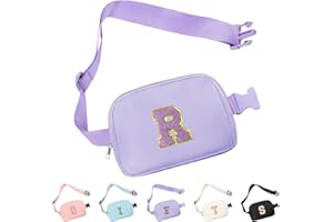 Aganmi Personalized Graduation Gifts for Her Initial Purple Belt Bag Crossbody Waist Fanny Packs Cute Teen Girls Trendy Stuff Preppy Easter Christmas Birthday Gift Cross Body Purse for Women (R)
