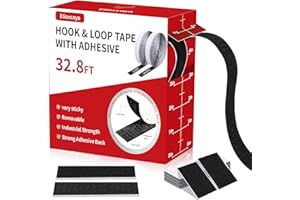 EIIOVCNYA 32.8ft x 1in Hook and Loop Tape with Adhesive, Double Rolls of Heavy Duty Self-Adhesive Loop Tape for Various Hanging and Fixing in Office, School, Home, Handmade DIY Projects