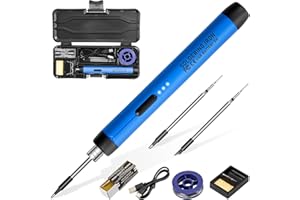 ELMCONFIG Cordless Soldering Iron Kit, Rechargeable Soldering Iron, 3 Temperature Adjustment Portable Wireless Soldering Iron for Small Soldering Projects, DIY