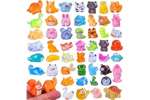 Teenzee 52 Pcs Mini Resin Animals 52 Styles Variety Tiny Animals Figures Miniature Little Small Animal Figurines Bulk for Dollhouse Accessories Micro Fairy Garden Landscape Hide Crafts Decor Aquarium
